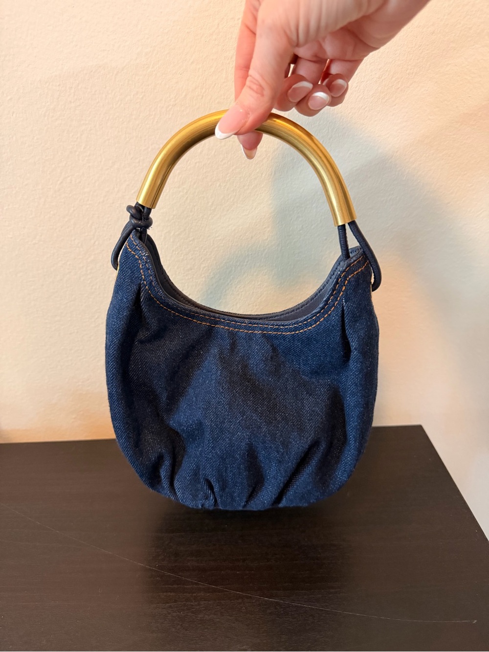 Madewell Denim Clutch Bag with Gold Handle